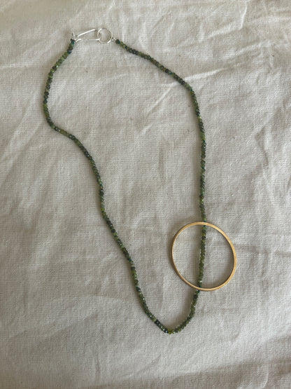 Green Agate & Brass Necklace