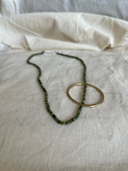 Green Agate & Brass Necklace