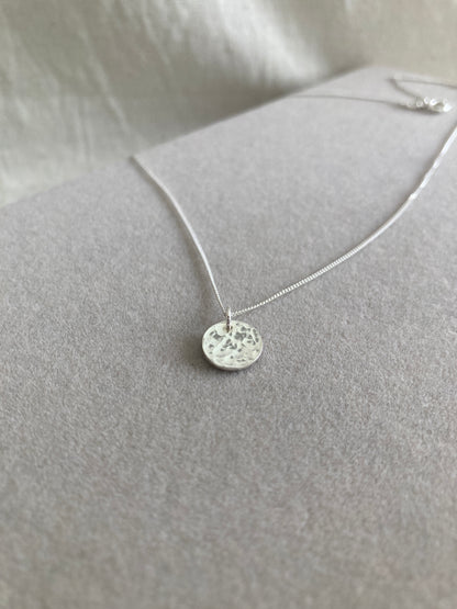 Sterling Silver Disc Pendant with Hammered Texture
