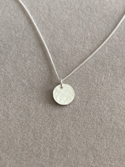 Sterling Silver Disc Pendant with Hammered Texture