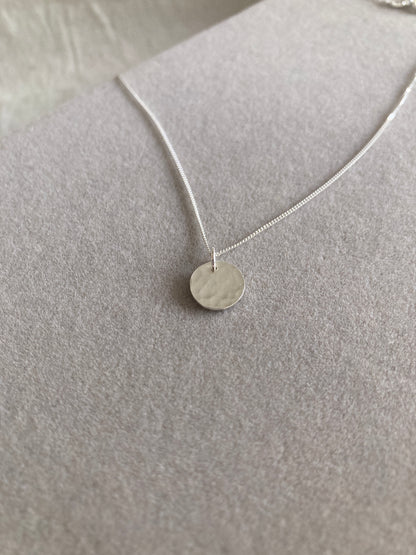 Sterling Silver Disc Pendant with Hammered Texture