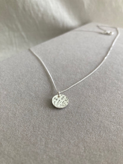 Sterling Silver Disc Pendant with Hammered Texture
