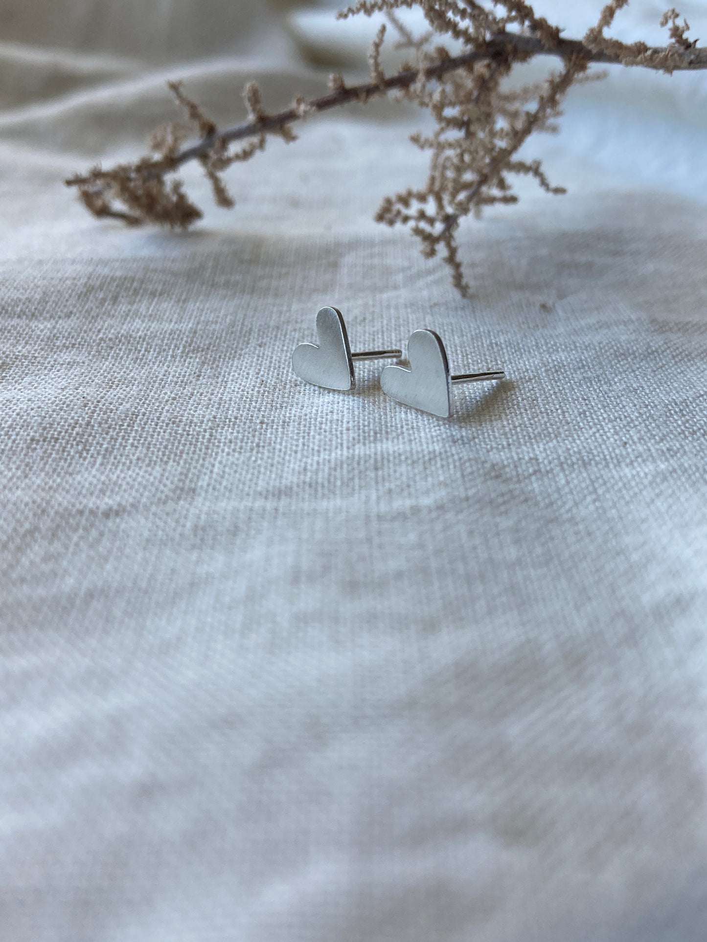 Sterling Silver Heart Stud earrings with Sterling Silver Posts