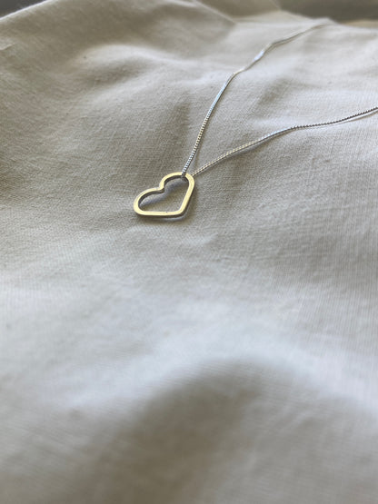 Sterling Silver Wire Heart Pendant on Sterling Silver Chain