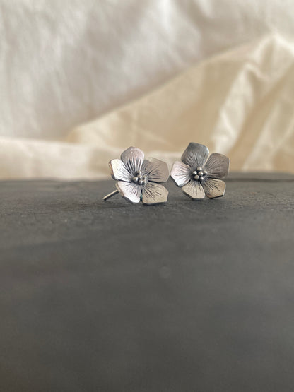 Sterling Silver Flower Stud Earrings, inspired by Hydrangea Flowers