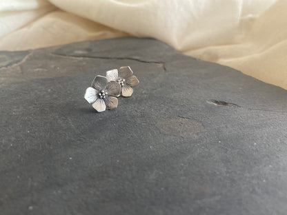 Sterling Silver Flower Stud Earrings, inspired by Hydrangea Flowers