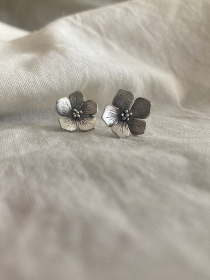 Sterling Silver Flower Stud Earrings, inspired by Hydrangea Flowers