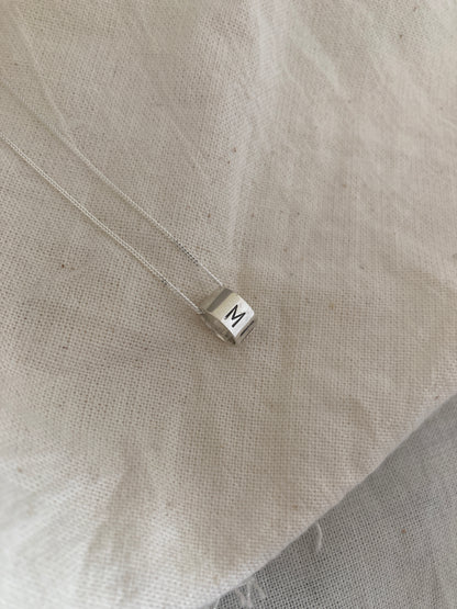 Sterling Silver Ring Pendant with Hand Stamped Name on Silver Chain