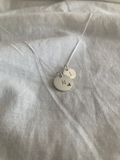 Sterling Silver Initial Disc Set - 9mm and 13mm Discs on Sterling Silver Chain