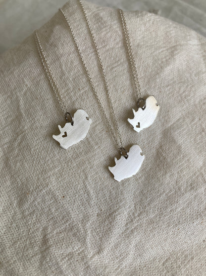 Sterling Silver Map of South Africa Pendants with cut-out Hearts and plain