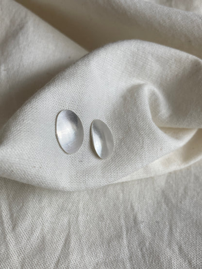 Sterling Silver Oval Domed Stud Earrings