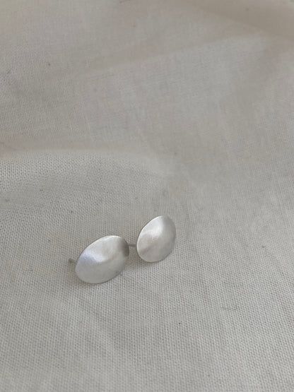 Sterling Silver Oval Domed Stud Earrings