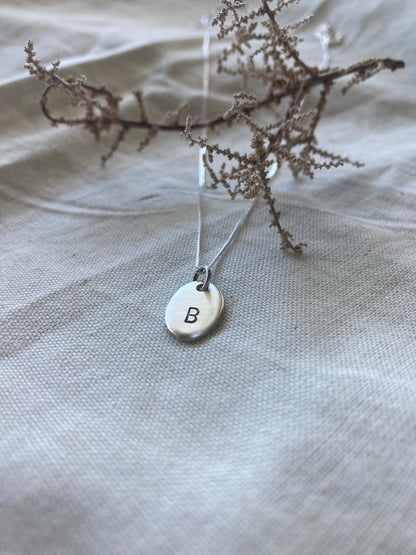 Sterling Silver Oval Initial Disc Pendant