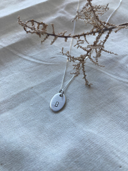 Sterling Silver Oval Initial Disc Pendant