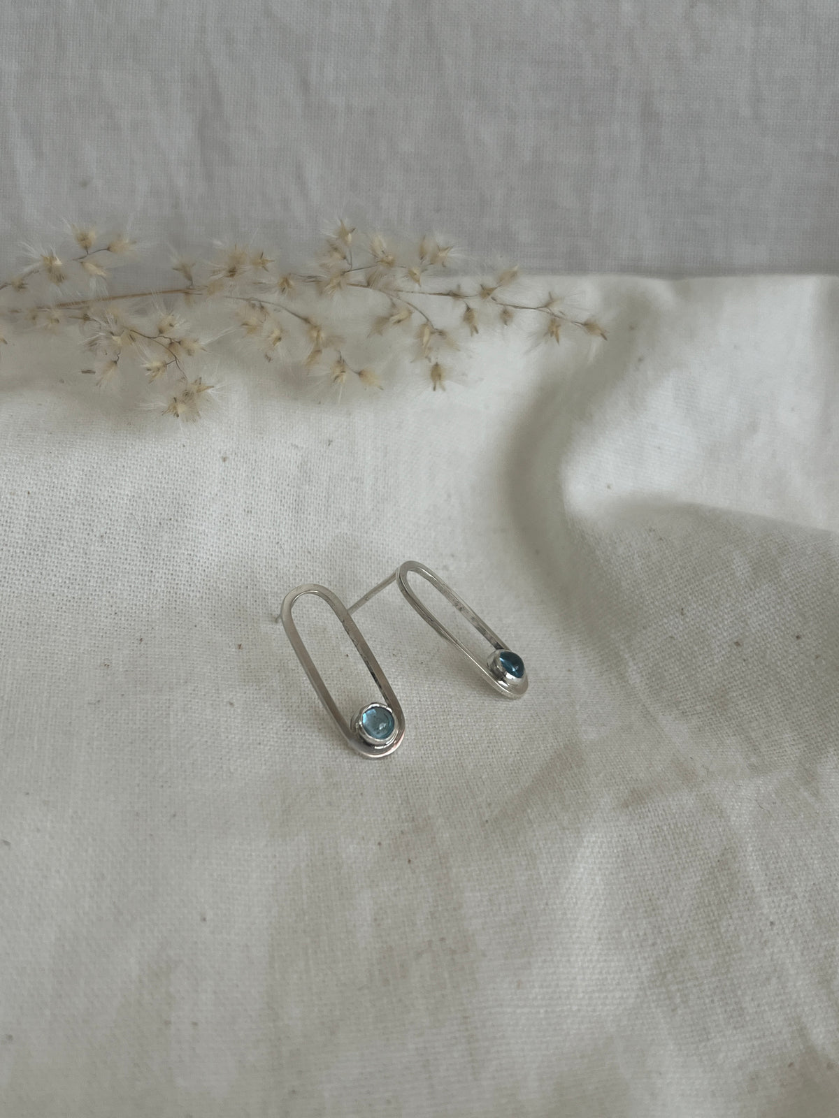 Paperclip & Topaz Earrings