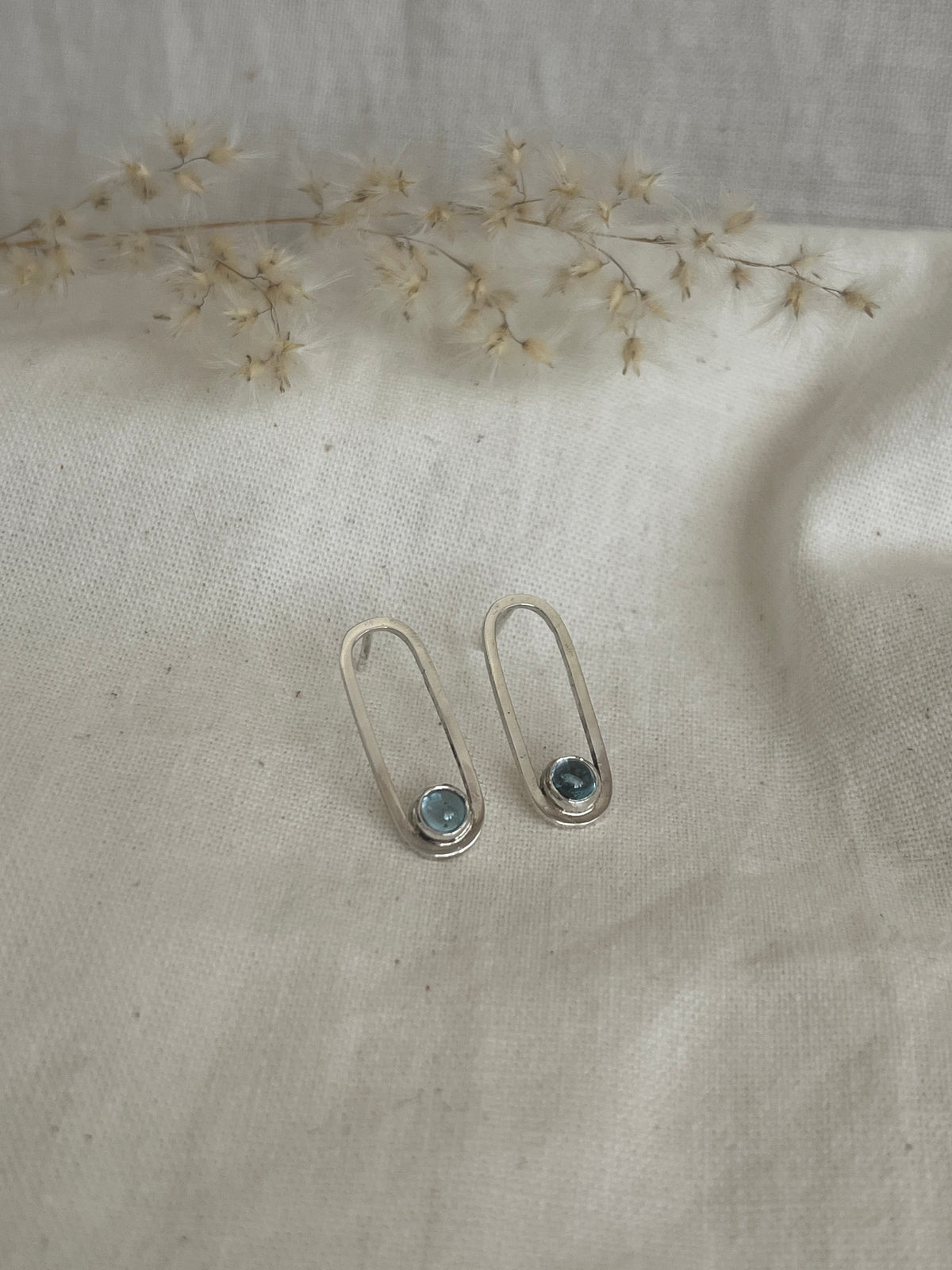 Paperclip & Topaz Earrings
