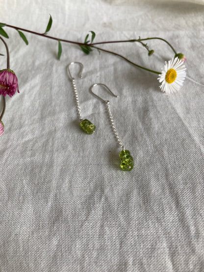 Sterling Silver Dangle Earrings with Peridot beads
