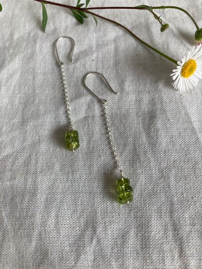 Sterling Silver Dangle Earrings with Peridot beads