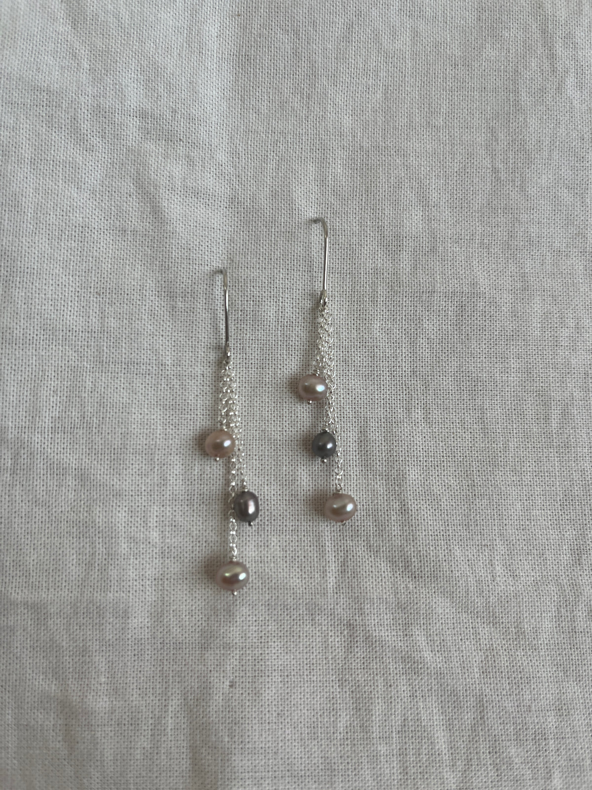 Scattered Pink & Grey Pearl Earrings