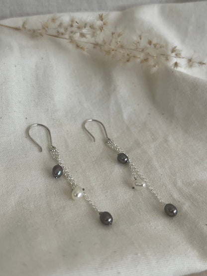 Scattered White & Grey Pearl Earrings
