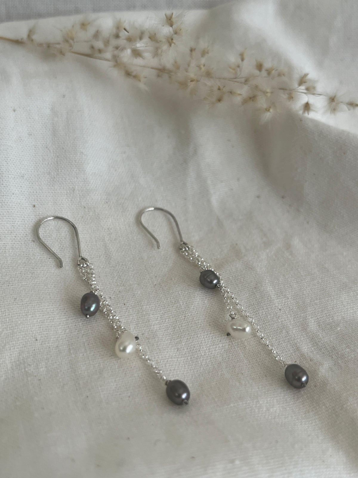 Scattered White & Grey Pearl Earrings