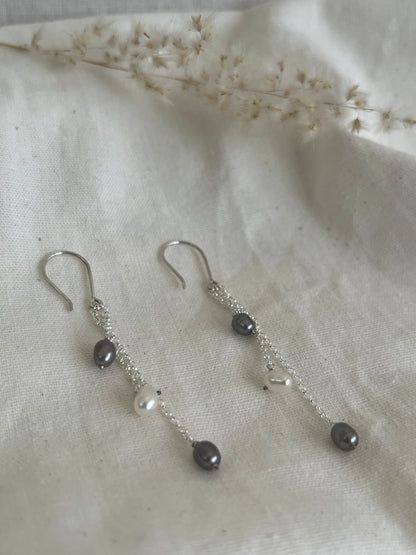 Scattered White & Grey Pearl Earrings