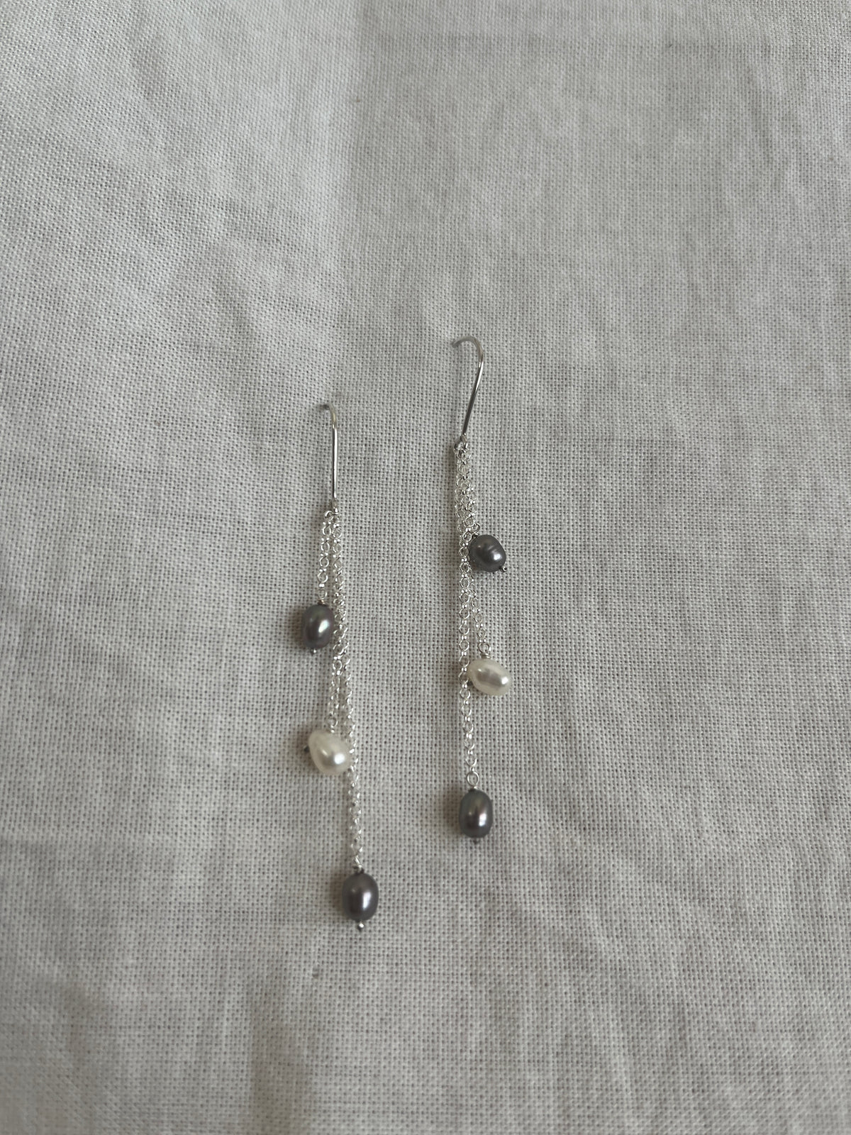 Scattered White & Grey Pearl Earrings