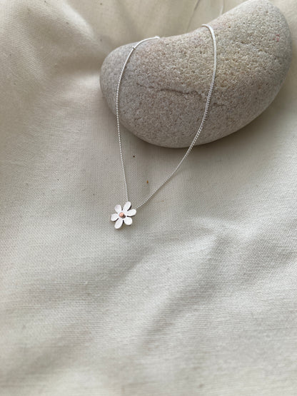 Sterling Silver Blossom Pendant with Copper detail
