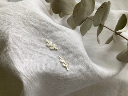 Sterling Silver Small Leaves #1 Stud Earrings