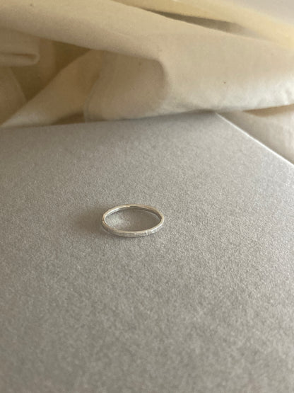 Sterling Silver Stacking Ring with Textured Detail