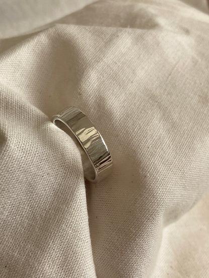 Sterling Silver Men's Wedding band with Textured finish