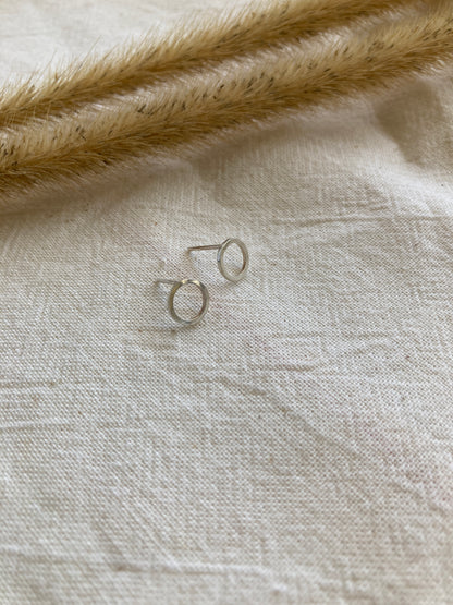8mm Sterling Silver Circle Stud Earrings