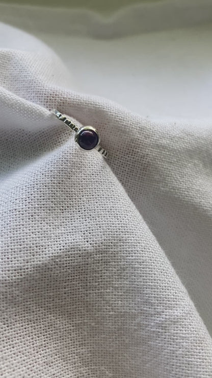 Sterling Silver Stackable Amethyst Ring with Stripe detail
