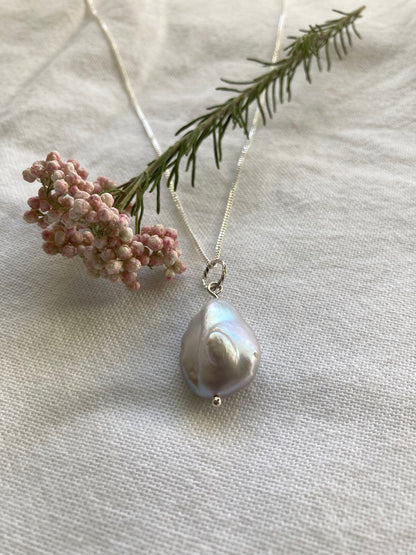 Blister Pearl Pendant on Sterling Silver Chain - Limited edition