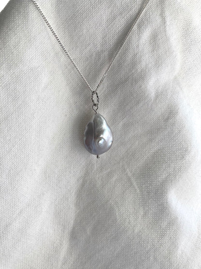 Blister Pearl Pendant on Sterling Silver Chain - Limited edition