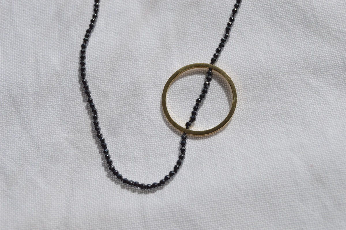 Hematite Beads & Brass Circle Neckpiece