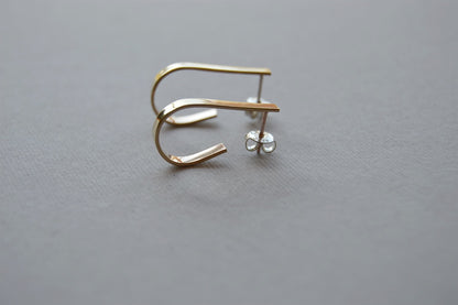 Brass Teardrop Hoop Earrings on Sterling Silver Posts