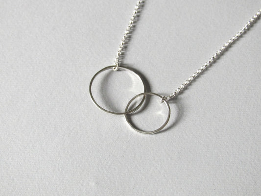 Sterling Silver Double Circle Pendant on Sterling Silver Chain