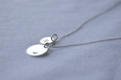 Sterling Silver Initial Disc Set - 9mm and 13mm Discs on Sterling Silver Chain