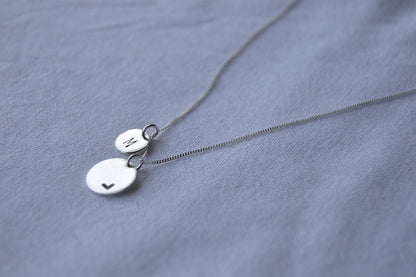 Sterling Silver Initial Disc Set - 9mm and 13mm Discs on Sterling Silver Chain