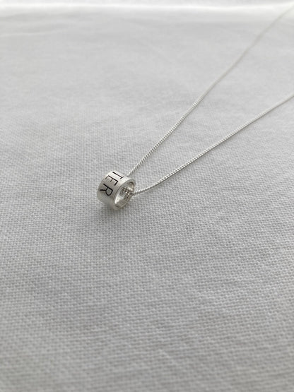 Sterling Silver Ring Pendant with hand stamped initials or names on Sterling Silver Chain