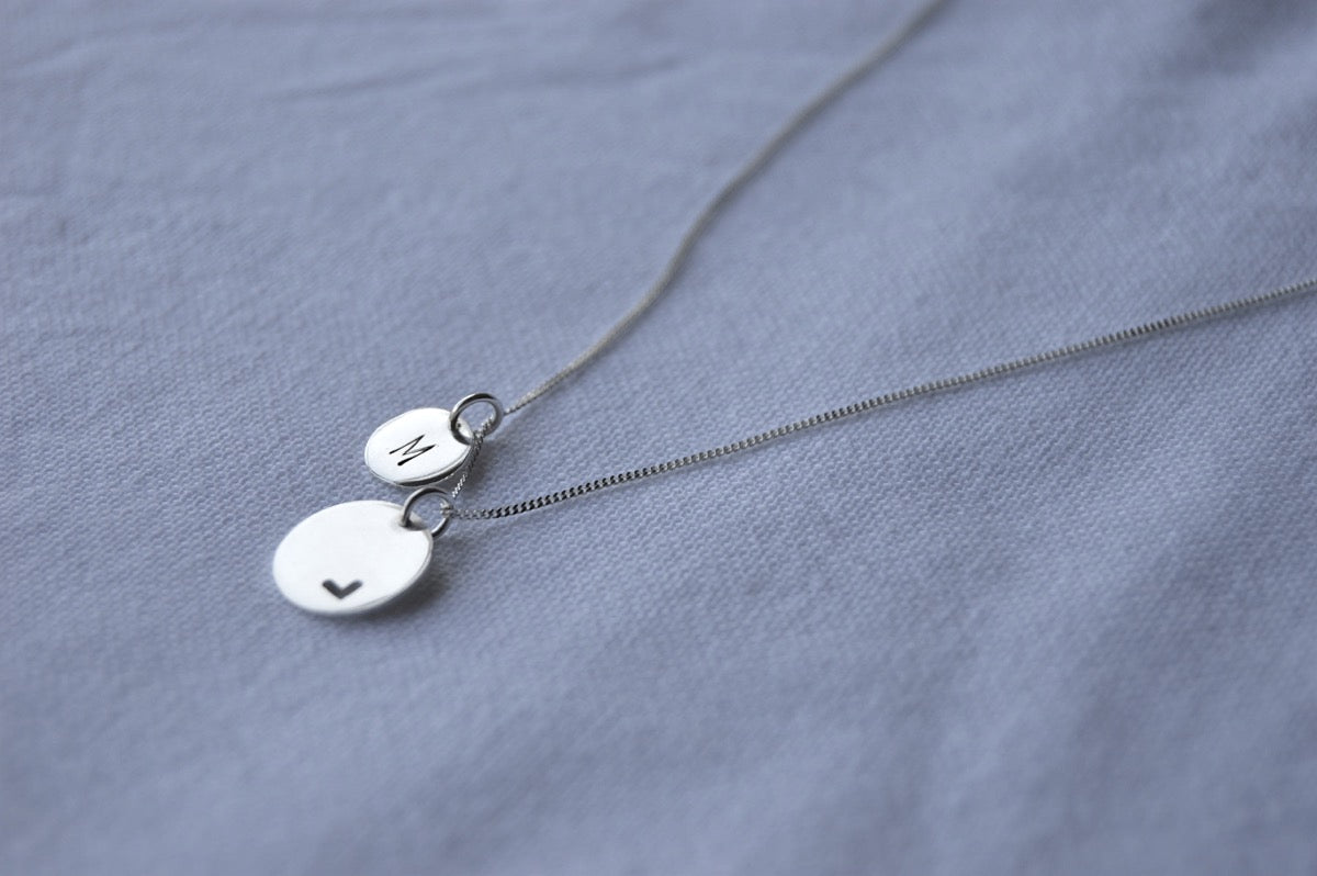 Bauble & Small Initial Disc Pendant set 1