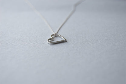 Sterling Silver Wire Heart Pendant on Sterling Silver Chain