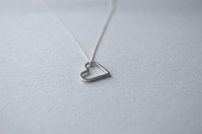 Sterling Silver Wire Heart Pendant on Sterling Silver Chain