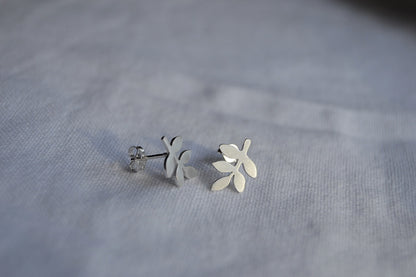 Sterling Silver Small Leaves #2 Stud Earrings