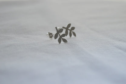 Sterling Silver Small Leaves #2 Stud Earrings