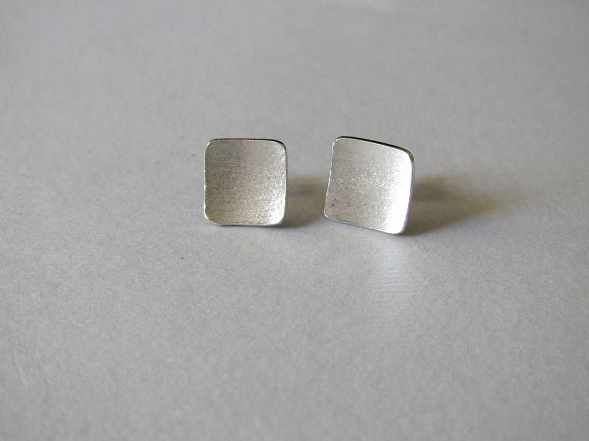Sterling Silver Square Domed Earrings 