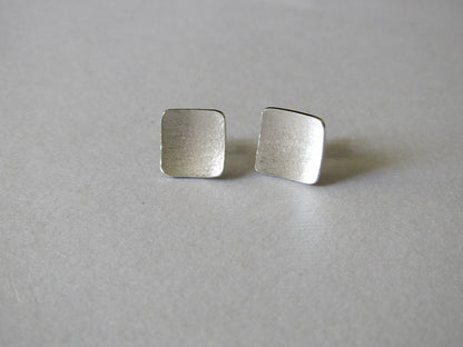 Sterling Silver Square Domed Earrings 