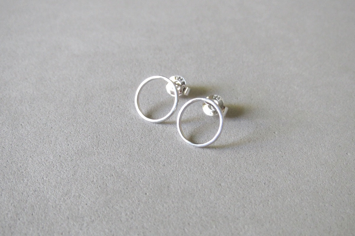 10mm Sterling Silver Circle Stud Earrings